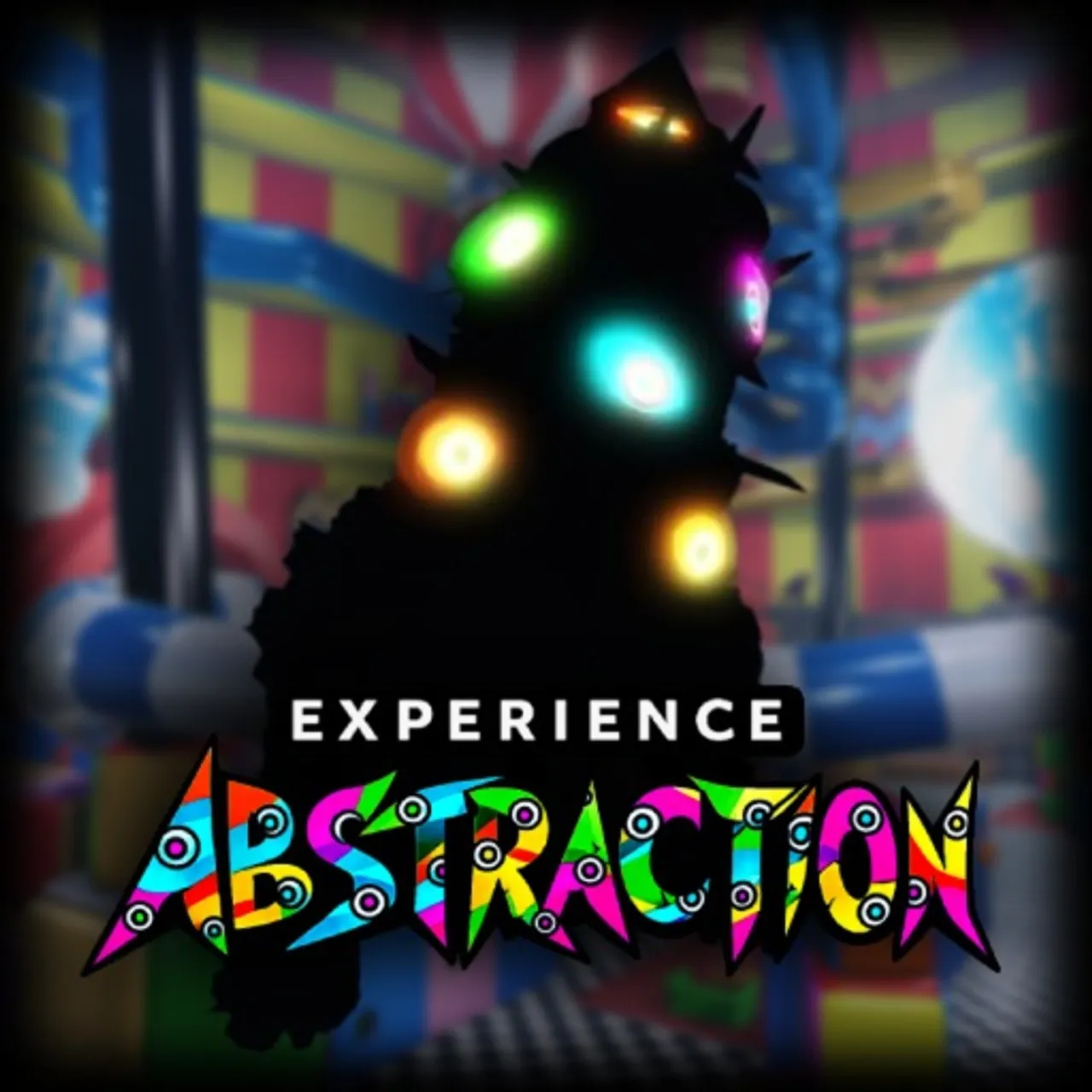 Official Experience Abstraction game icon showing a shadowed figure covered in glowing eyes inside the circus.